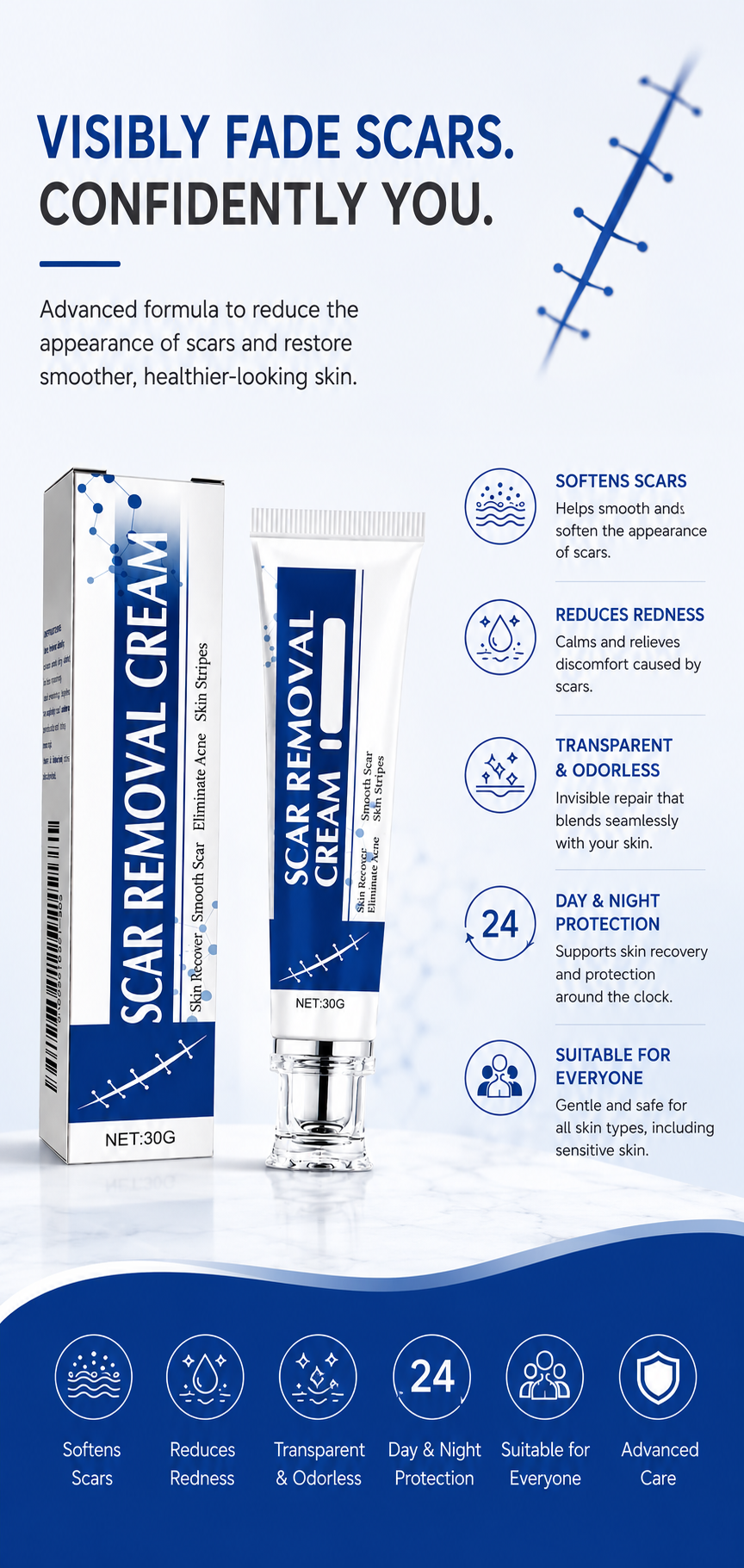 Advanced Scar Gel and Scar Removal Cream