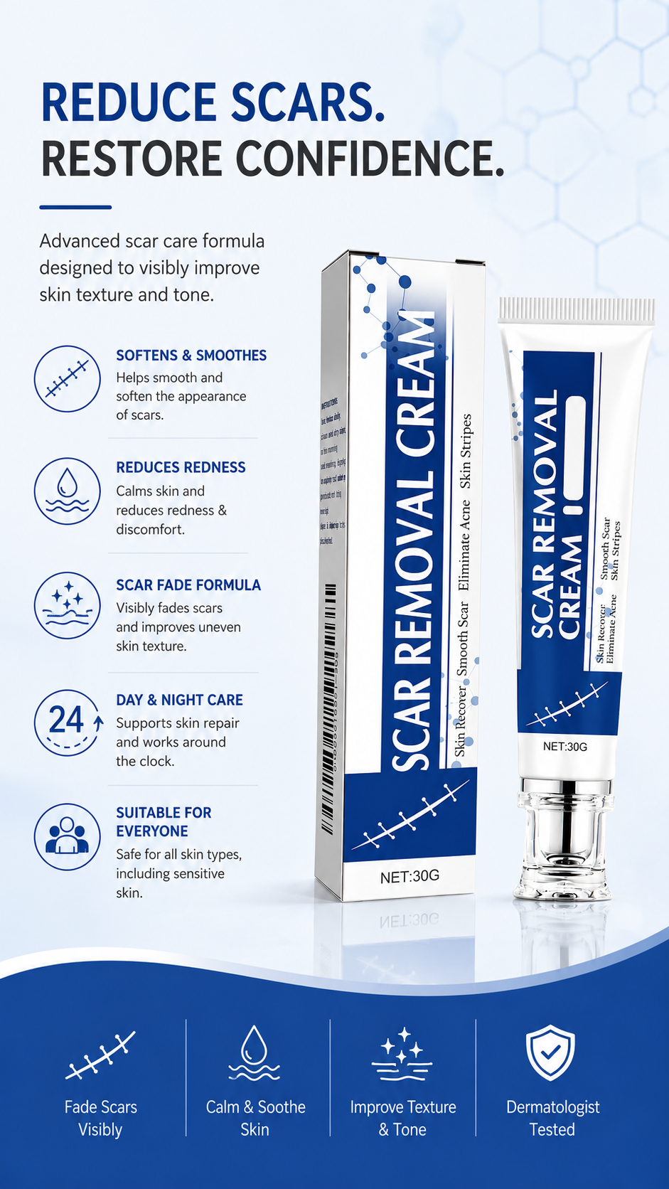 Advanced Scar Gel and Scar Removal Cream